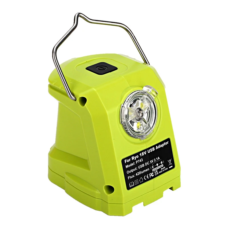 Portable Spotlight LED Work Light For RYOBI 14.4V-18V Li-ion Battery Dual USB Ad