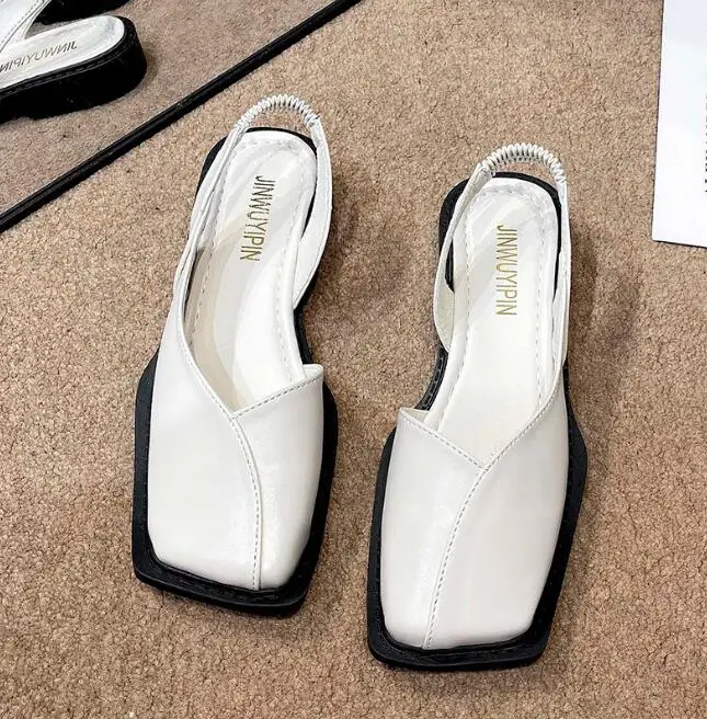 2024 Nuova Estate Punta Quadrata Sandali Elastici Pieghettati Sandali Da Donna Di Moda Sandali Da Donna Con Punta Da Scavo