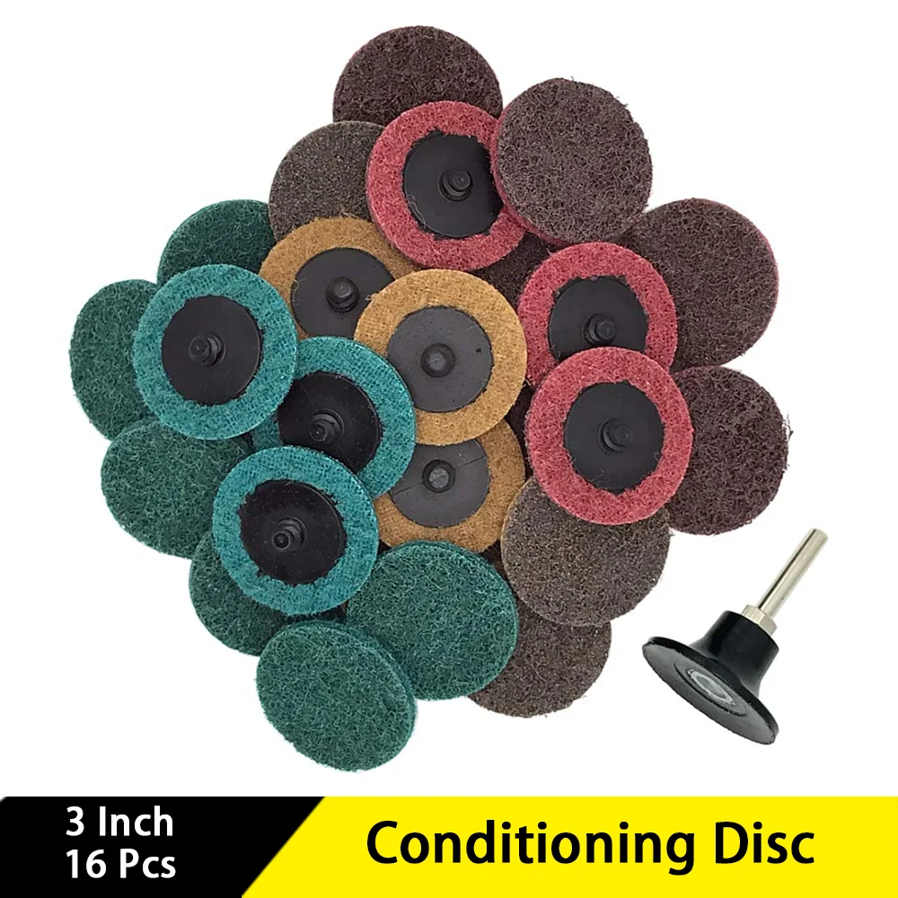 

3 Inch 16 Pcs Conditioning Disc Quick Change Sanding Disc Suitable for Stainless Steel Alloys Materials Plastics and Fiberglass