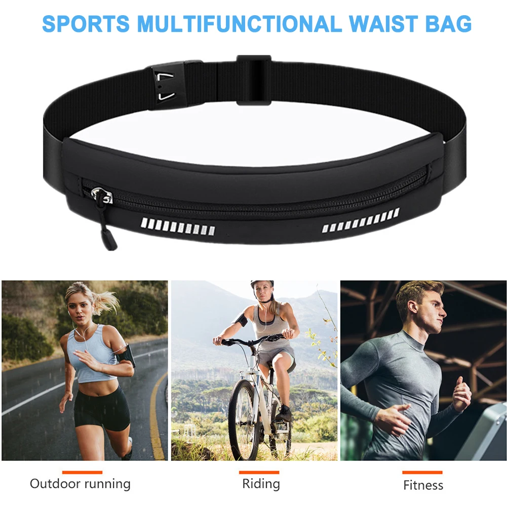WATERFLY Ceinture de course Fanny Pack : Ceinture de sport pour marathon, jogging, pochette pour téléphone portable pour homme et femme, ceinture fine et extensible pour coureur…, Noir/blanc