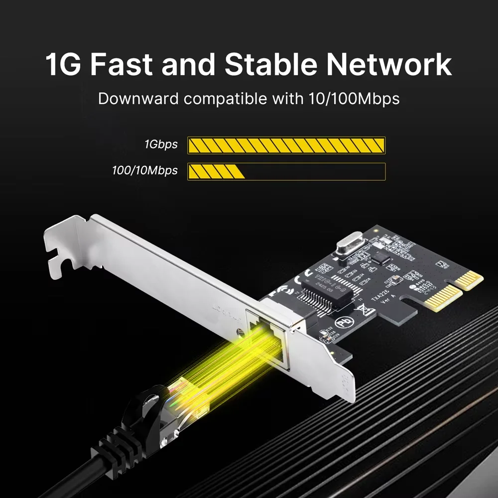 기가비트 이더넷 PCIe 네트워크 카드 RTL8111H 칩 10 100 1000Mbps RJ45 LAN 어댑터 데스크탑 PC용 Windows 10 11 Pro 고속