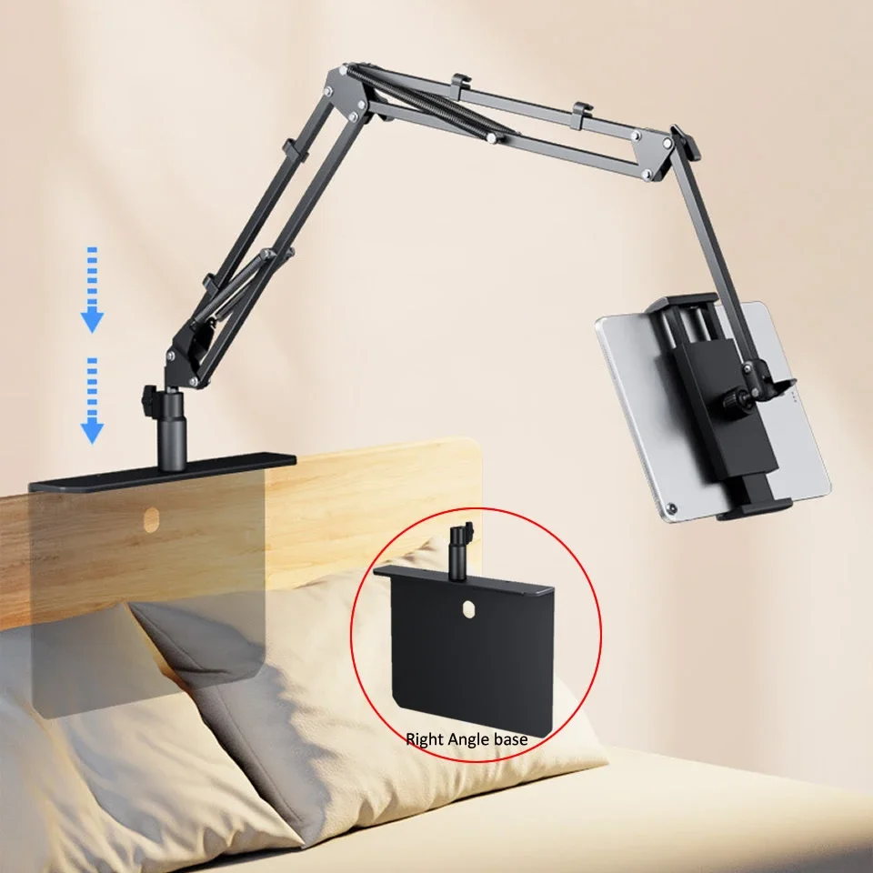 360Degree Bed Tablet Stand for 4-12.9inches Mobile Phones Tablets Lazy Arm Bed Desk Tablet Mount Support for iPad Mini Free Clip lazy person stand flat bed support frame bedside table top mobile phone stand lying down and watching 360 degree rotation