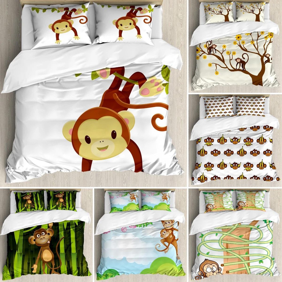 fluctueren Verplaatsbaar Weglaten Aap Kinderen Dekbedovertrek Set King Size, Leuke Cartoon Aap Opknoping Op  Liana, Kind Dier Thema 3 Stuk Quilt Cover, Wit Bruin - Bedding Set -  AliExpress