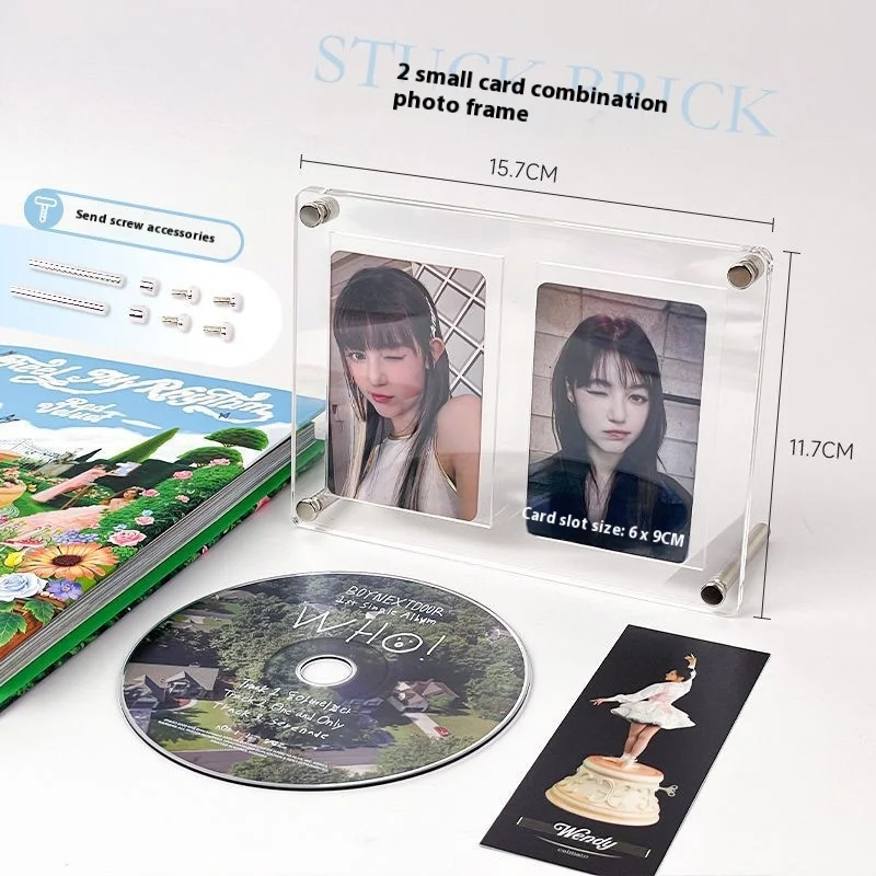 Acrylic Cd Record Small Card Display Stand 3inch Photo Frame Desktop Decoration Album Storage Card Brick Idol Show Shelf
