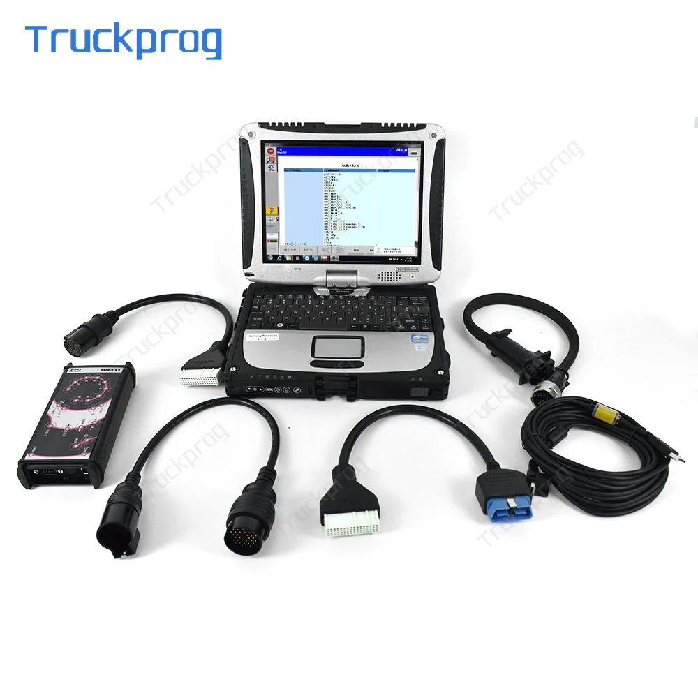 Interfaccia Diagnostica Per Camion Per Iveco Eltrac Kit Di Strumenti Diagnostici Easy Eci + Tougbook Cf19Laptop Iveco Diagnostics Software