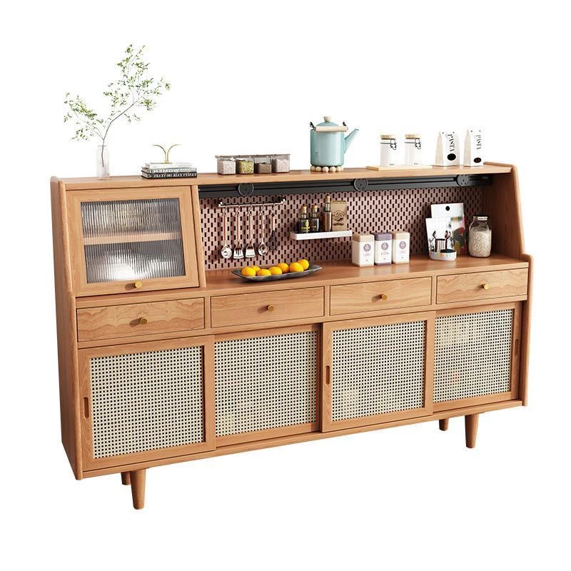 Japanese Solid Wood Sideboards PE Rattan Living Room Chest of Drawers Kitchen Cabinets Storage Shelf Furniture Comedor FYSB
