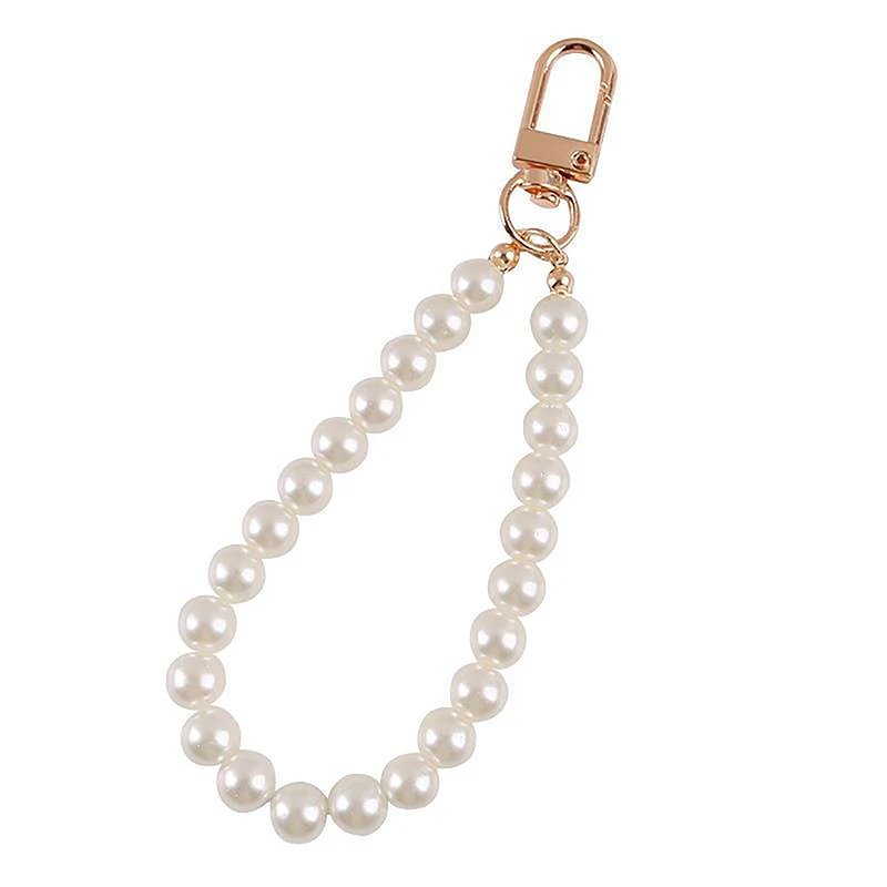 

Pearls Beaded Alloy Keychains For Women New Minimalist Car Bag Bluetooth Headset Key Rings Pendant Bag Accessories