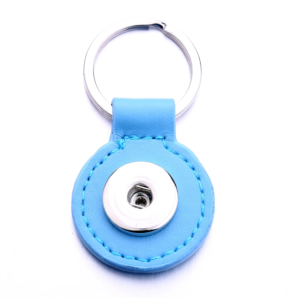 15pcs  Snap Jewelry PU Leather Keychains Fit 18mm 20mm Snap Buttons DIY Snap Keyring For Women Keychain