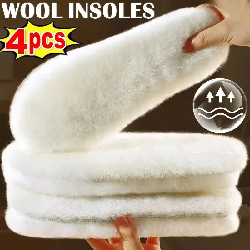 6/2pcs Sheepskin Insoles Natural Fur Wool Snow Boots Shoe Pad Men Women Children Warm Winter shoe insoles orthopedic insoles
