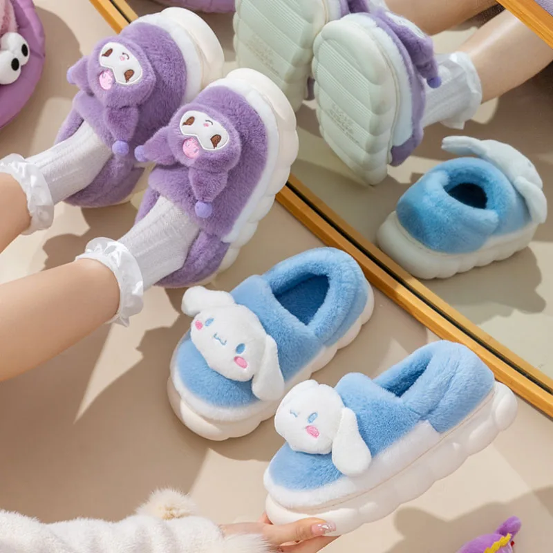 

Sanrio My Melody Children Slippers Anime Figure Hot Winter Kids Shoes Parent-Child Home Plush Keep Warm Cartoon Kawaii New Style