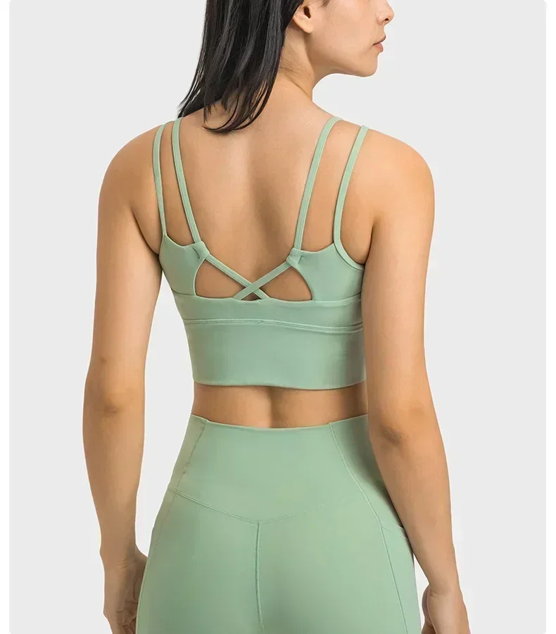 Lemon Women Yoga Sports Bra Gym Tank Top Outdoor Jogging Fitness Underwear Tube Top Sportswear Two-shoulder Strap Vest Clothing