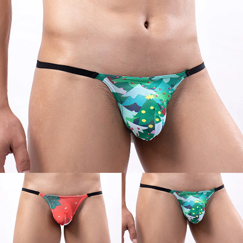 

Hot Men Sexy Bikini Pouch G-String Print Low Waist Briefs Panties Men Erotic Lingerie Thong Underwear Underpants Gay Clothes