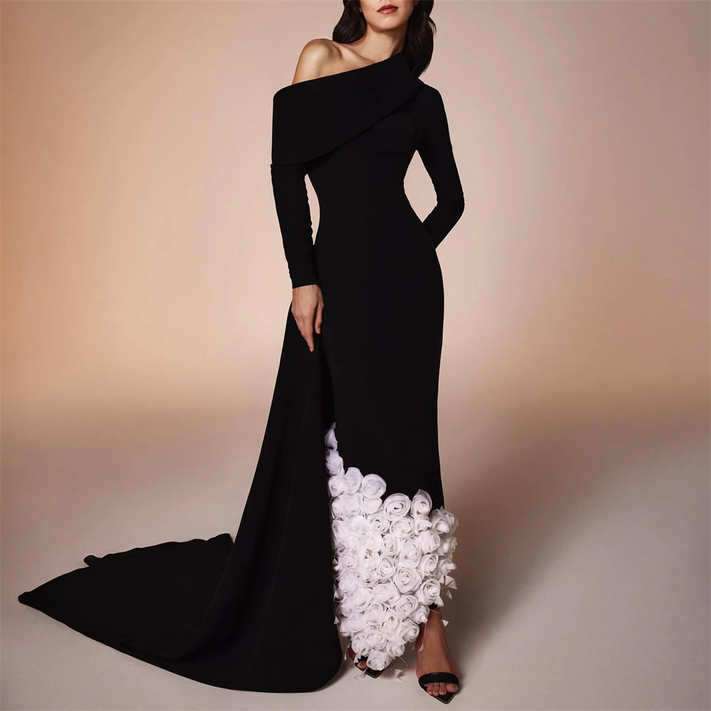 

Cenove 2024 Arab Dubai Off The Shoulder Prom Dress Ankle-Length With Long Sleeves Evening Fashion Elegant Party Dress For Women