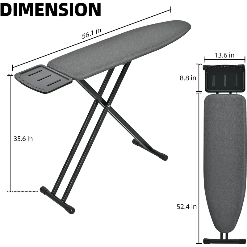 Ironing Board, Full Size Iron Board, Lightweight Ironing Board with Iron Rest, Extra Thick Heat-Resistant Cover with Padding