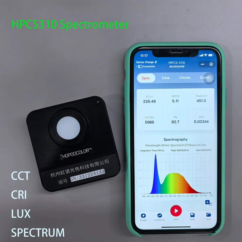 HPCS310 Spectrometer light use Wechat program and pc software Hopoocolor