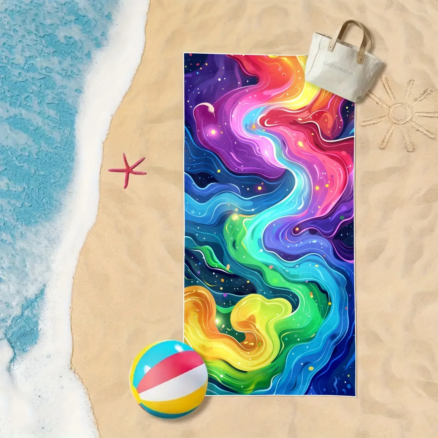 Colorful Galaxy Printed Beach Towel Extra Large Soft Quick Dry_voghion.com