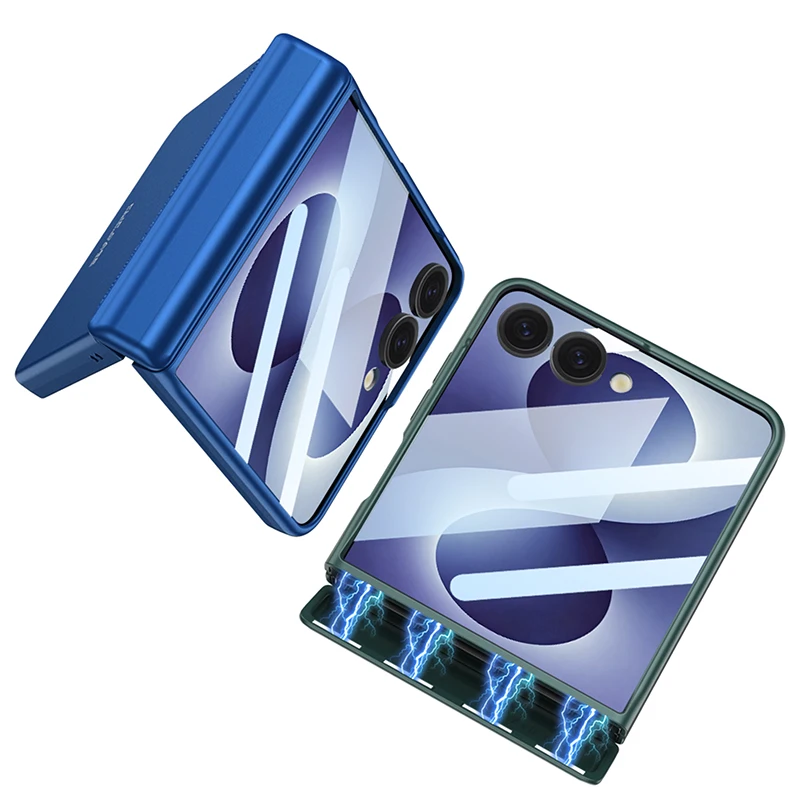 Magnetic Hinge All-included Protective Matte Hard Phone Case with Outer Screen Guard