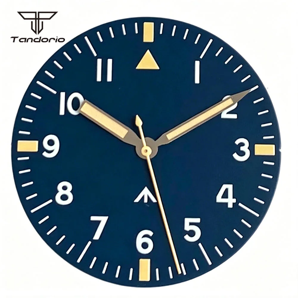 Elegant Steel Pilot Watch Case with Blue/Black Dial and Sapphire Glass