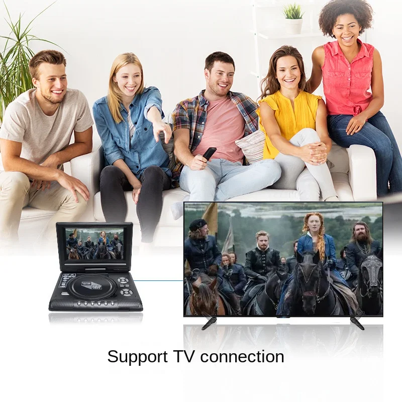7.8 Inch Portable Home Car DVD Player VCD CD Game TV Player USB Radio Adapter Support FM Radio Receiving-EU Plug dvd player cd player