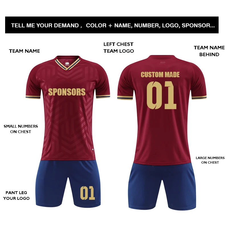 Custom Soccer Jerseys for Men Print logo Kid Adult Soccer Jersey Set personality customazition Name Number soccerFootballUniform 3