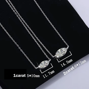 1/2carat Marquise Cut Solitaire Moissanite Diamond Pendant Necklace GRA Certified 925 Silver Plated 18k Gold Neckchain Woman