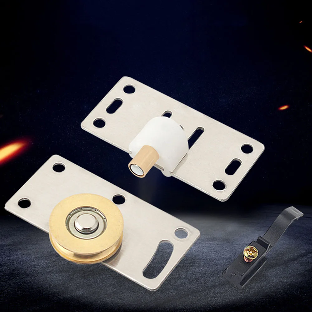 1pc Sliding Door Wheels Pulley Rollers 74x37mm Stainless Steel Furniture Hardware Wardrobe Sliding Door Adjustable Wheels