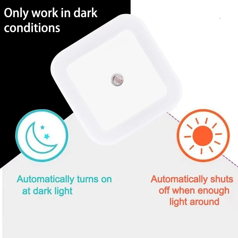LED Night Light Wireless LED Night Light Mini EU Plug Light Control Sensor Children's Room Children's Bedroom Decoration Midnight Tricolor