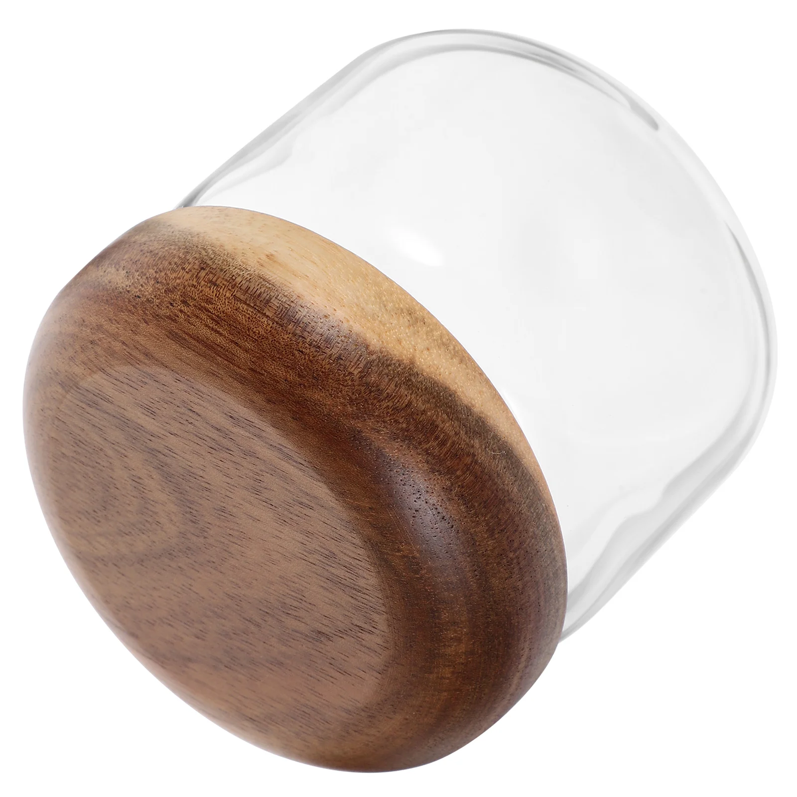 

Glass Sealed Storage Jar Food Storage Container Airtight Coffee Bean Tea Canister with Wood Lid (250ml)