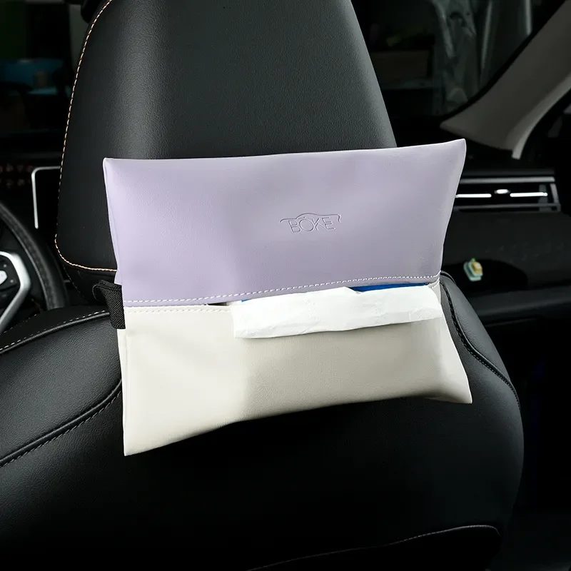 Tissue Box Premium Soft Napa Leather Car Seat Back Armrest Box Visor Tissue Cars and Homes