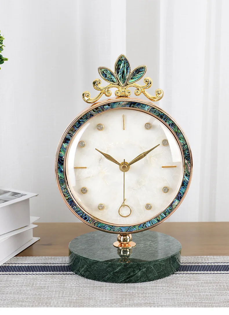 Description Picture 2 of itemLight Luxury Marble Desk Clock, Table Clock Ornament, Home and Living Room, Grand and Fashionable