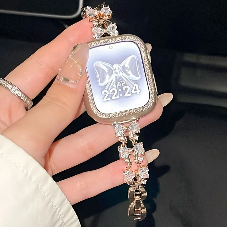 Apple Watch ø  Bowknot ̾Ƹ  Ʈ 9 8 7 6 5 SE 38/40/41/42/44/45mm iWatch UItra 2 49mm   ݼ 