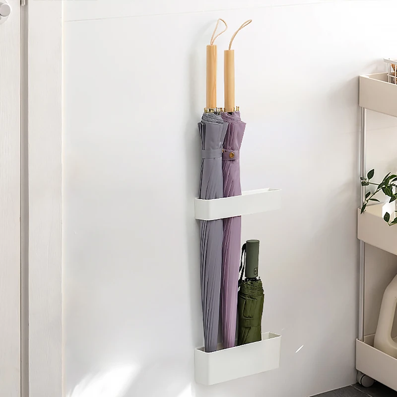 Wall Mounted Umbrella Holder Nail Free Fastener Style Multi-Functional Household Umbrella Storage Rack