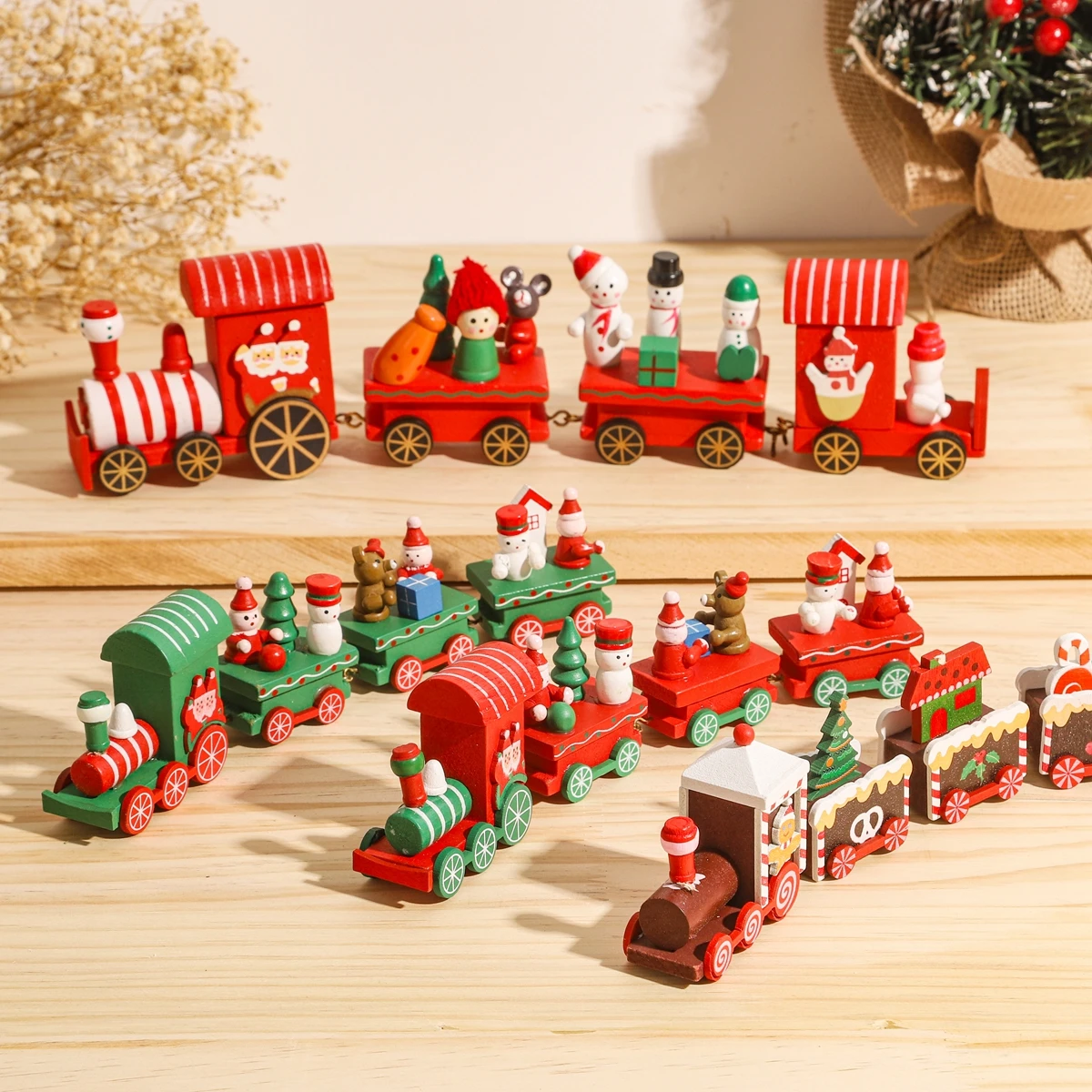thumbnail image 2 of Tren de madera para decoración del hogar, adornos navideños para árbol de Navidad, regalos de Año Nuevo, 2024, 2 of 5