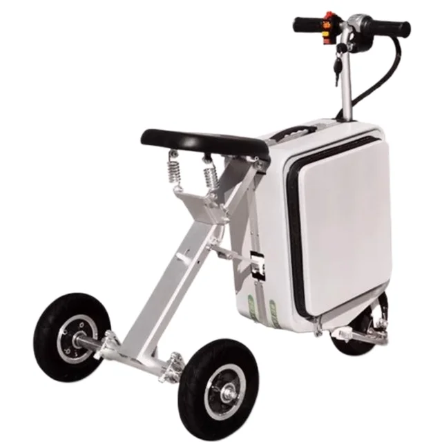Bagages Scooters électriques petit Tricycle électrique 2 places Scooter de mobilité pliant léger voyage batterie amovible 300W 1