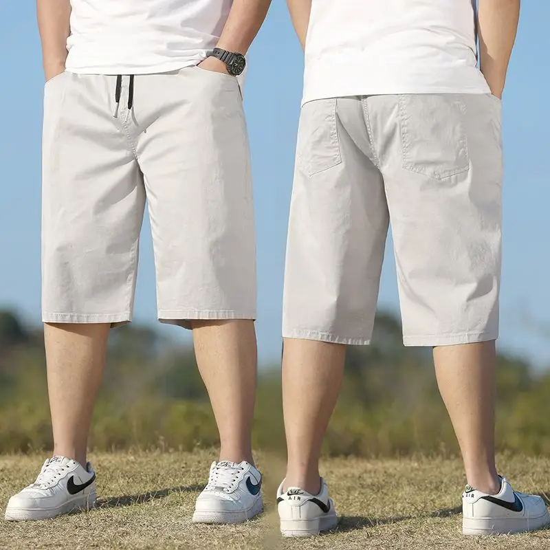 Elegant Fashion Harajuku Slim Fit Ropa Hombre Loose Casual All Match Sports Shorts Solid Pockets Thin Style Straight Leg Shorts