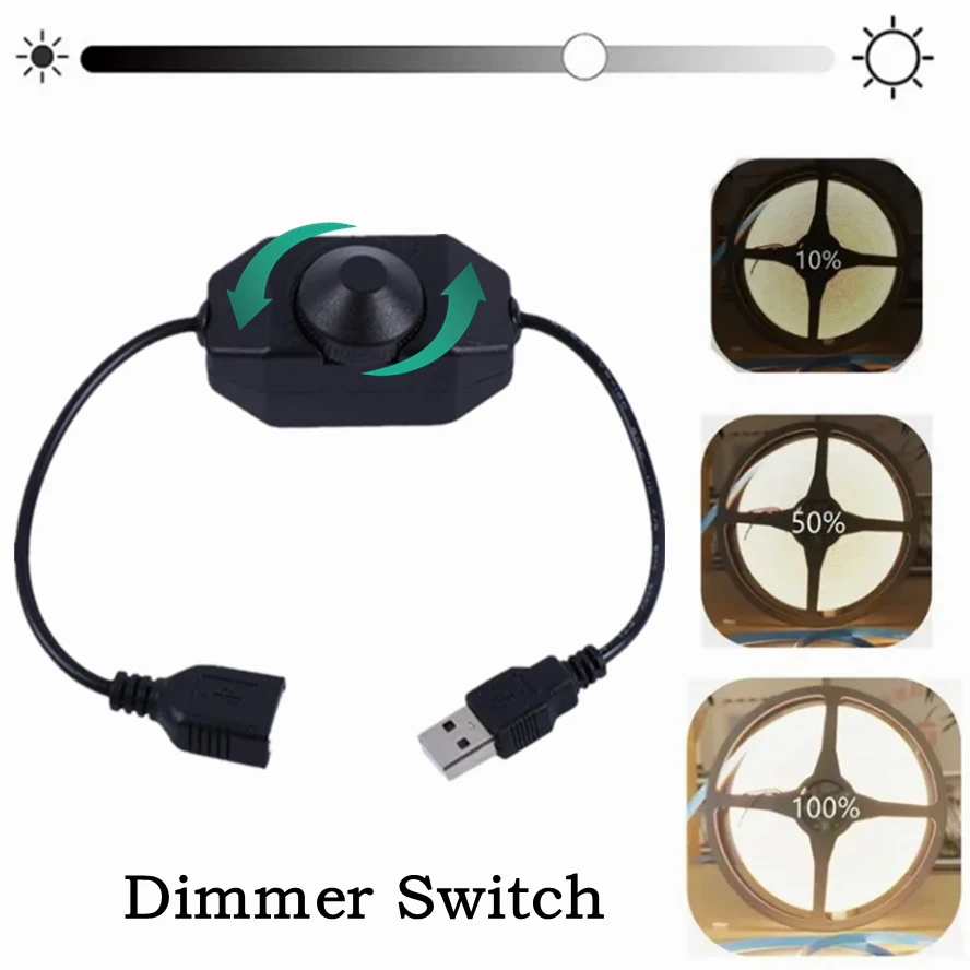 6 Types DC 5V LED Knob Dimmer Switch USB Female To Male Extension Cord with Rotary ON OFF Controller White Black Strips Lights led strip controller,led dimmer switch,led dimmer controller,led strip switch,led string dimmer,power cords dimmer switch