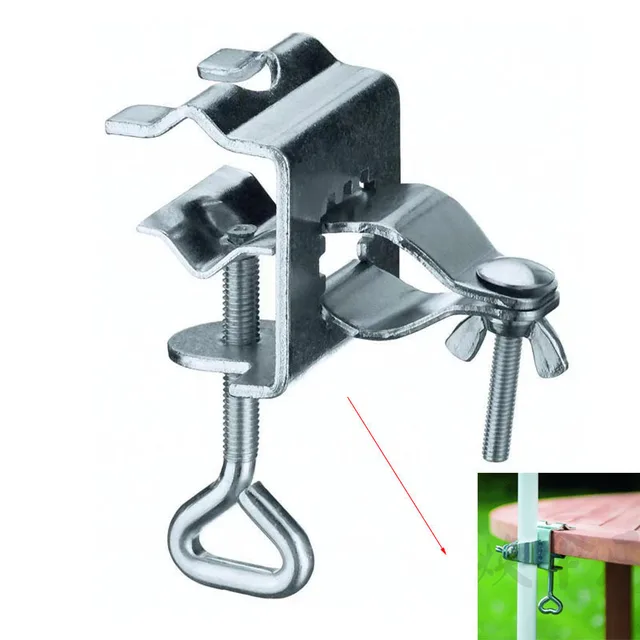 Hordozható Esernyő Tartó Kerti Udvari Parasol Állvány Klip Kültéri Teraszos Strand Bilincs Stabil Rögzített Konzol Napsósákhoz - Image 2