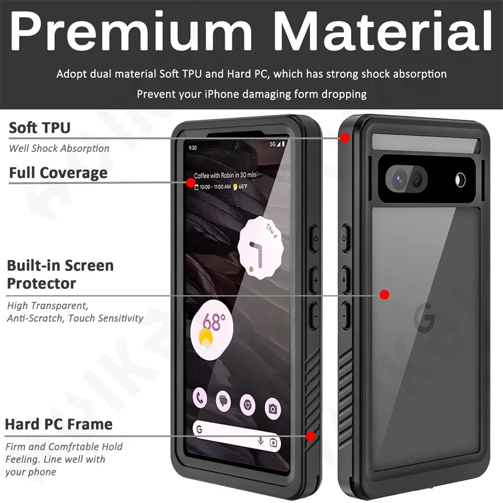IP68 Shellbox Waterproof Case For Google Pixel 8 7A 7 Pro Metal Aluminum Swimming Phone Luxury Cover Funda Shell Coque