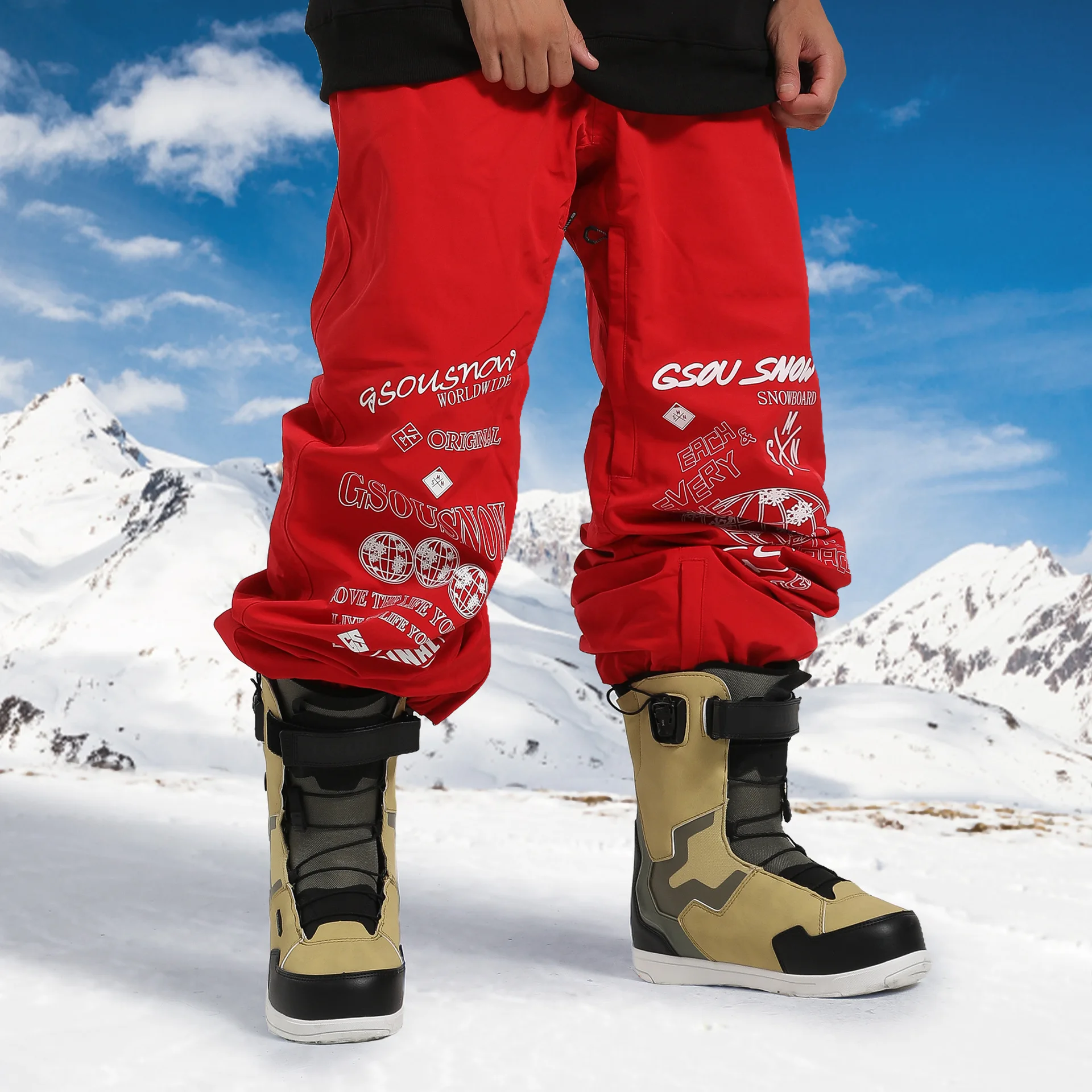

Men and Women's Patchwork Multiple Pockets Ski Pants, Windproof Snowpants, Waterproof Snowboard Pants, Female and Male Skiing Tr