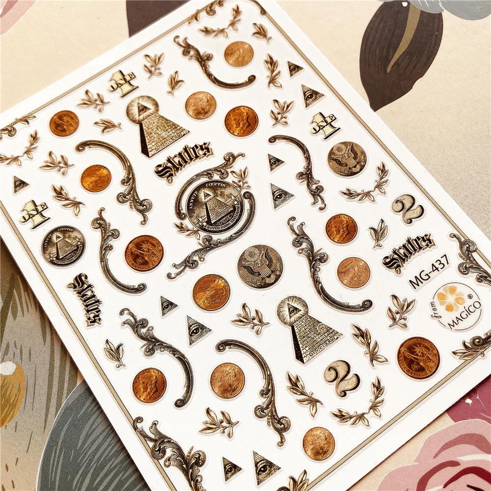 TSC-051 MG180606-14 Angel Jesus Cross Rose Money 3D Back glue Nail decal Nail sticker decoration art ornament