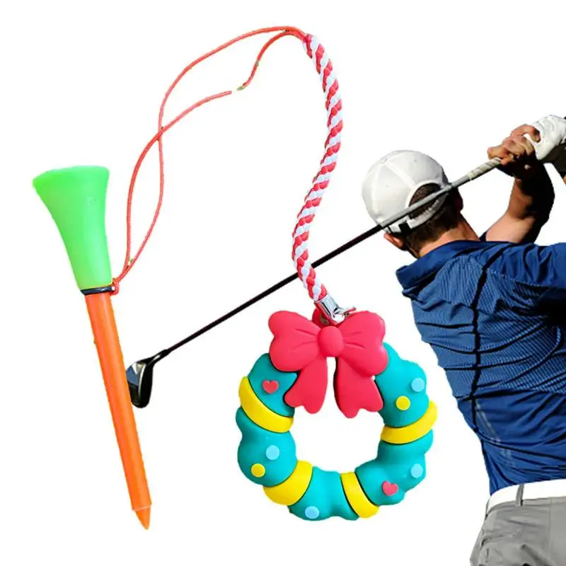 1pc Christmas Golf Tees With Santa Claus Cartoon Anti-Lost Rope Golf Ball Holder Braided Rope Golf Accessories Christmas Gifts
