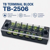 1PCS TB2506 Dual Row Thick Copper Screw Terminal Block Flame Retardant Grounding Strip Wire Connector Durable 600V 25A 1
