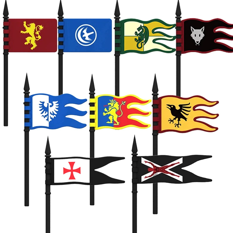 Medieval Military Castle Knight Soldier Shields Building Blocks Flags Movie Figures Accessories Mini Compatible Brick Toy Gifts
