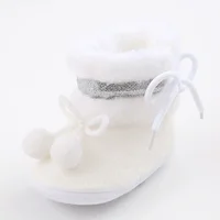 Baby Autumn Winter Boots Baby Girl Boys Winter Warm Shoes Solid Fashion Toddler Fuzzy Balls First Walkers Kid Shoes 0-18M 6