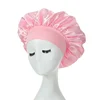 Satin Bonnets Night Sleeping Cap Large Elastic Wide Soft Band Colorful Silk Hat for Curly Hair Care Beauty Makeup for Women Men 5