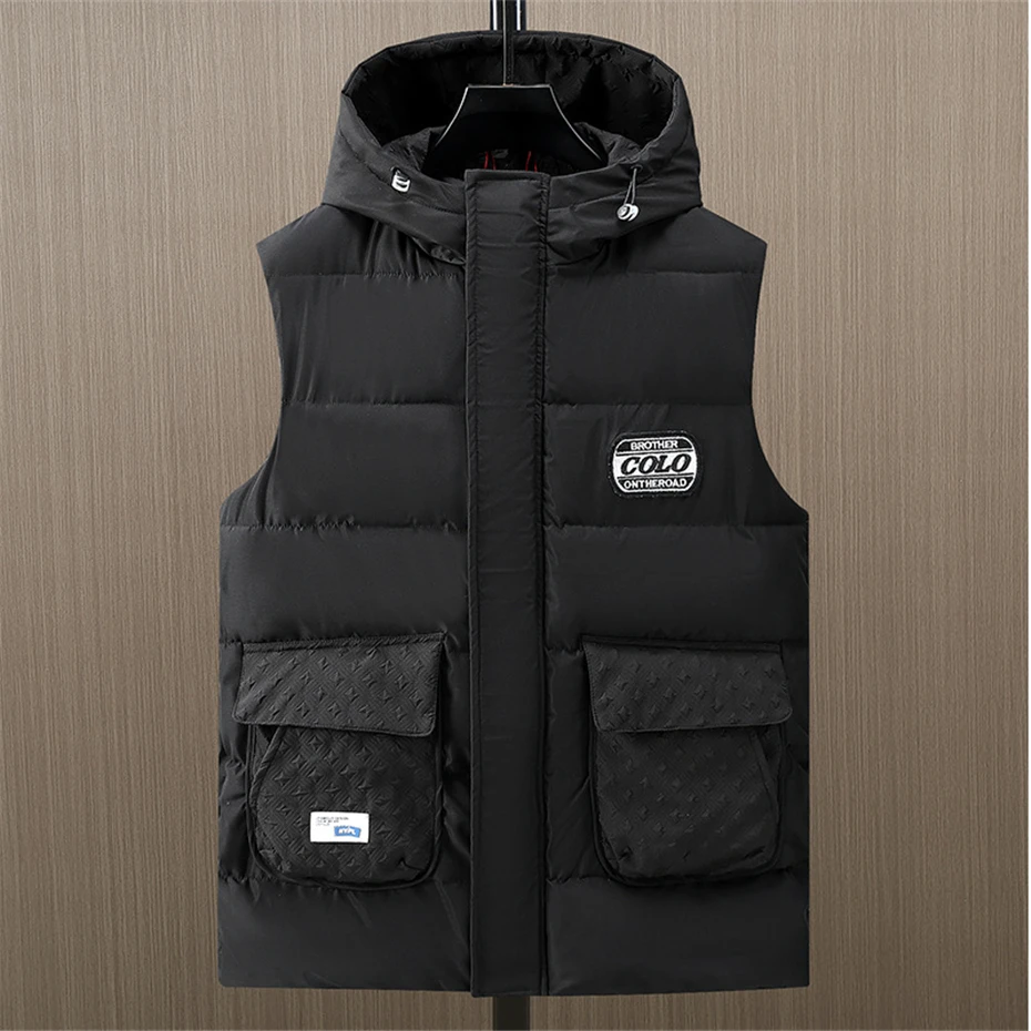 Winter Vests Men Thick Warm Vest Plus Size 10XL 12XL Fashion Casual Solid Color Black Vests Sleeveless Jacket Big Size 12XL 2
