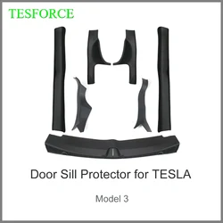 For Tesla Model 3 Front Rear Door Sill Strips TPE Protection Corner Protection Boot Door Sill Strip Welcome Pedal Guard Cover