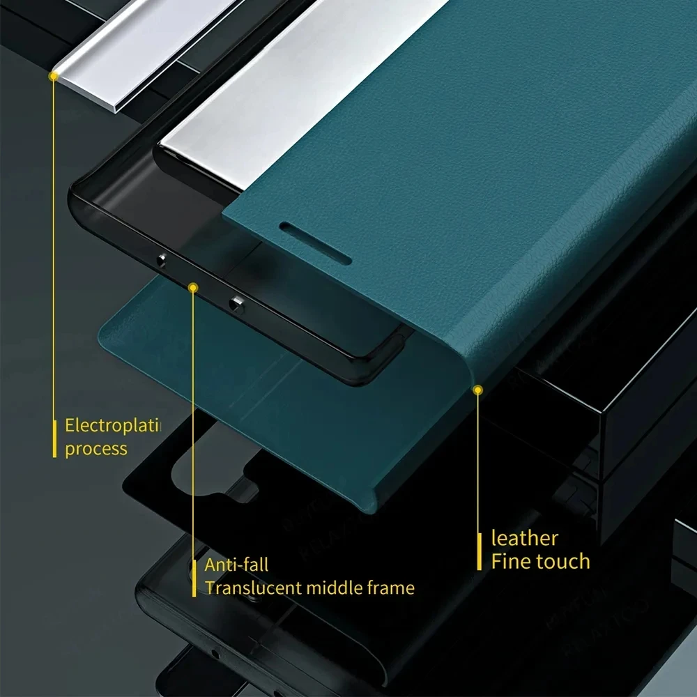 Leather Plating Stand Flip Phone Case Cover