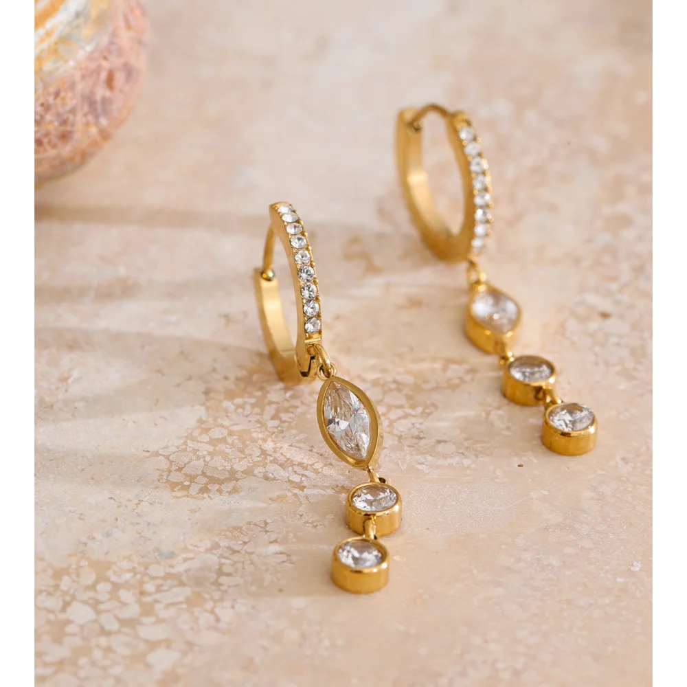 Yhpup Cubic Zirconia Chain Drop Dangle Earrings