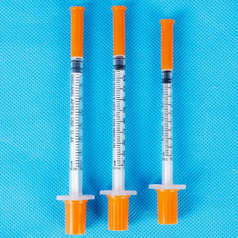 

10pcs 1ml For Pet Farm Animal Cat Dog Pig Disposable Plastic Veterinary Syringe Orange Cap Sterile Syringe With Needles